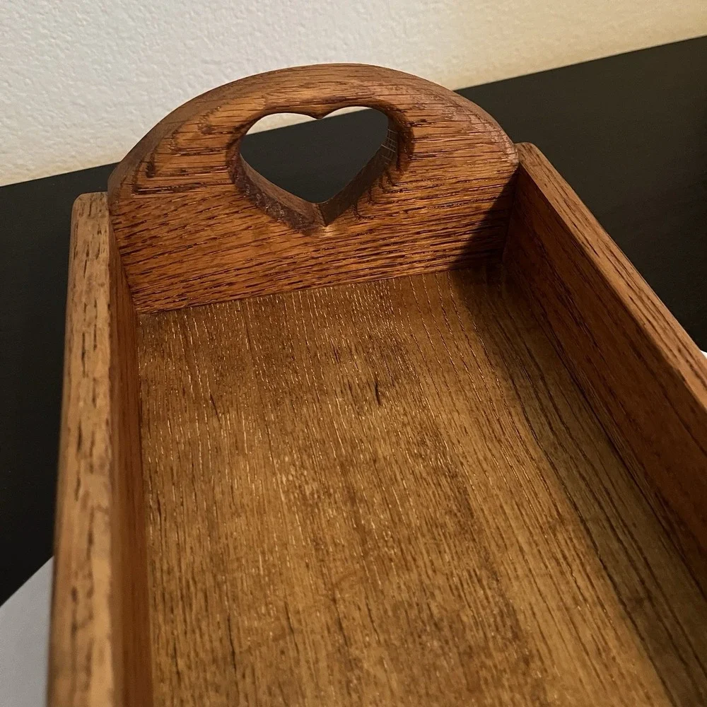 Vintage Handcrafted Wooden Heart Cutout Tray Organizer Country Farmhouse Cottage